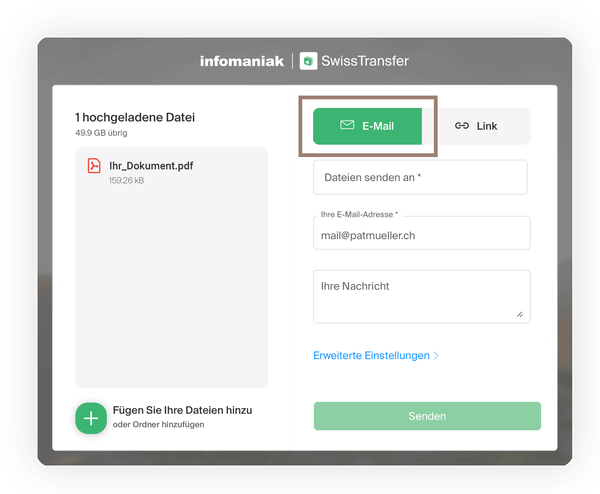 SwissTransfer Upload